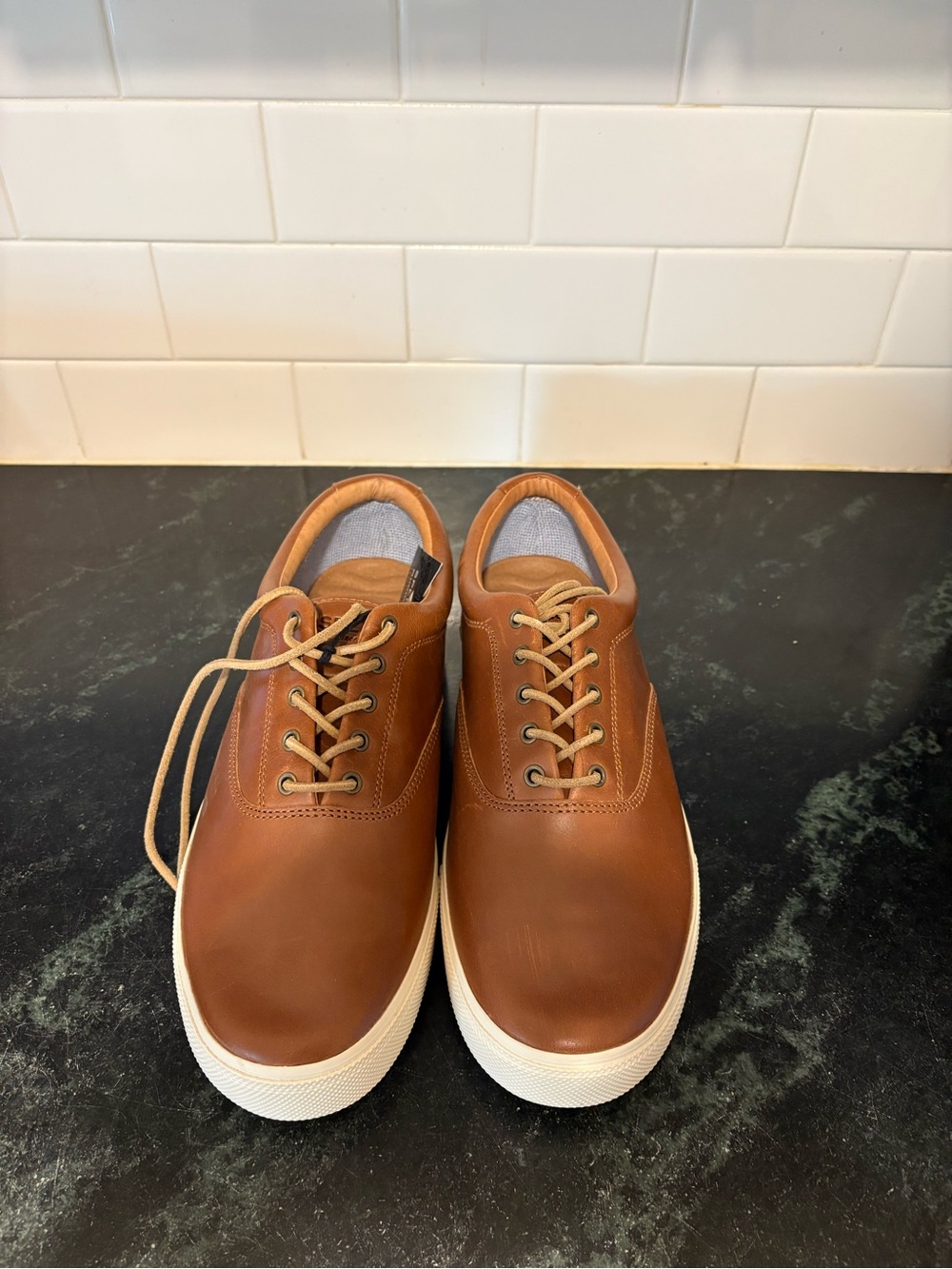 Sperry Men's Tan Leather Lace-Up Sneakers